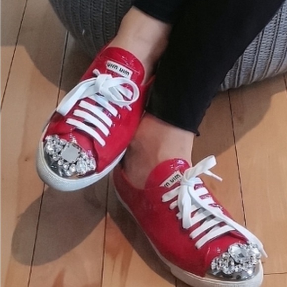 Miu Miu bejeweled sneakers Sz 37 - Picture 2 of 4